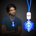 Blue LED Snowflake Necklace with Extra Large Pendant